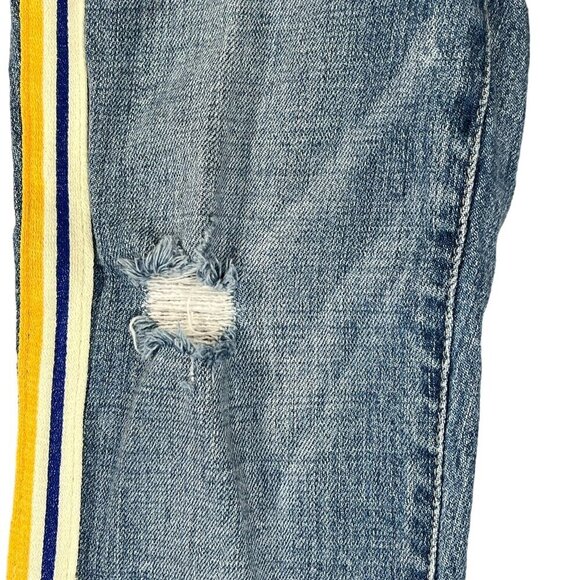 Pistola Monroe Straight Leg Cropped Cigarette Jeans Side Stripe Medium Wash - Picture 6 of 12